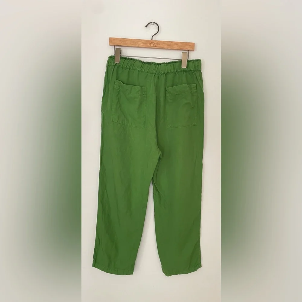 Zara Vibrant Green Cropped Pants linen blend